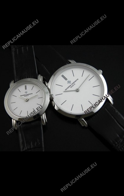Vacheron Constantin Classical Couple Japanese Steel Watch in Leather Strap