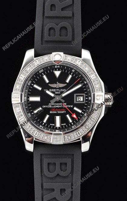 Breitling Avenger II Steel GMT Swiss Watch 1:1 Ultimate Edition - Black Dial