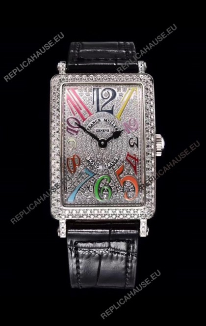 Franck Muller Long Island Color Dreams Ladies Swiss Watch in Black Strap