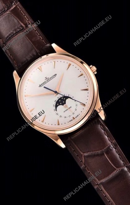 Jaeger LeCoultre Master Ultra Thin Moon Pink Gold 1:1 Mirror Replica Watch 