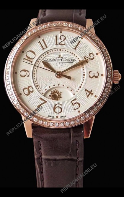 Jaeger-LeCoultre Rendez-Vous Rose Gold Night & Day Medium 1:1 Mirror Swiss Watch 