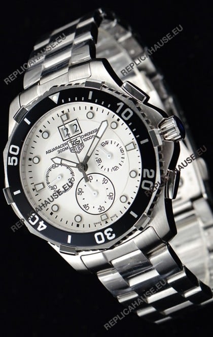 Tag Heuer Aquaracer Chronograph Swiss Quartz White Dial Watch 