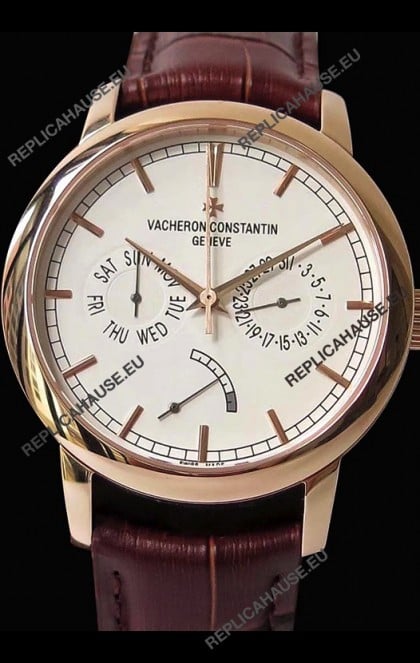 Vacheron Constantin Traditionnelle Day Date Pink Gold Swiss Replica Watch 