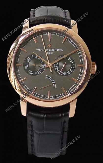 Vacheron Constantin Traditionnelle Day Date Pink Gold Swiss Replica Watch 