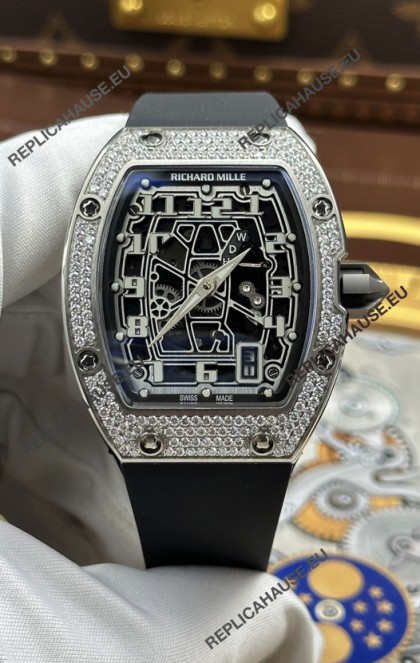 Richard Mille RM67-01 Extra-Flat Steel Diamonds Studded Super Clone Watch 