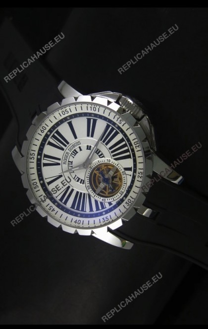 Roger Dubuis Excalibur Tourbillon Watch Japanese Movement - White Dial