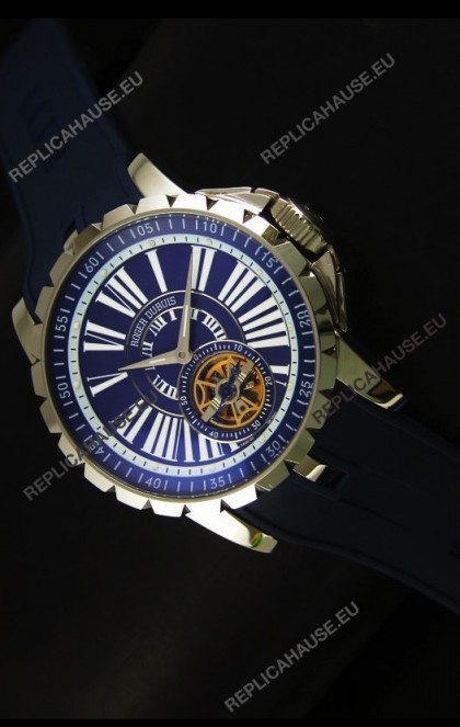 Roger Dubuis Excalibur Tourbillon Watch Japanese Movement - Blue Dial