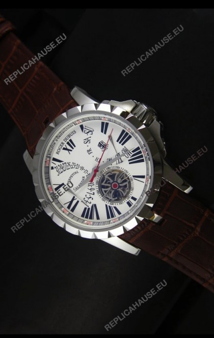Roger Dubuis Excalibur Calendar Watch in White Dial 