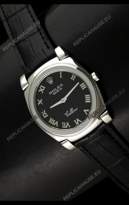 Rolex Cellini Japanese Replica Steel Watch in Black Dial