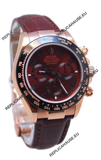 Rolex Daytona Chronograph MonoBloc Cerachrom Bezel Swiss Replica Rose Gold Plated Watch
