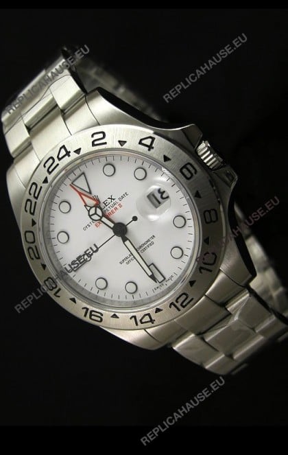 RolexÂ Explorer II Swiss Replica Automatic Black Steel Watch 43MM