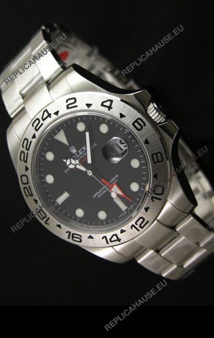 RolexÂ Explorer II Swiss Replica Automatic Black Steel Watch 43MM