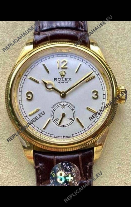 Rolex 1908 Perpetual in Yellow Gold Casing White Dial Swiss Replica Watch 