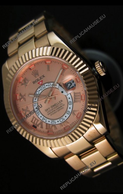 Rolex Sky-Dweller 18K Rose Gold Watch in Salmon Dial Roman Numerals