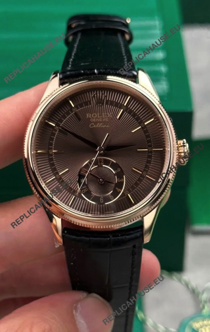 Rolex Super Clone Cellini 50525 Brown Dial Rose Gold Super Clone Watch 