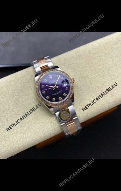 Rolex Super Clone Datejust 31MM Blue Dial Rose Gold Oyster Super Clone Watch 