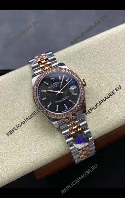 Rolex Super Clone Datejust 31MM Grey Dial Rose Gold Super Clone Watch 