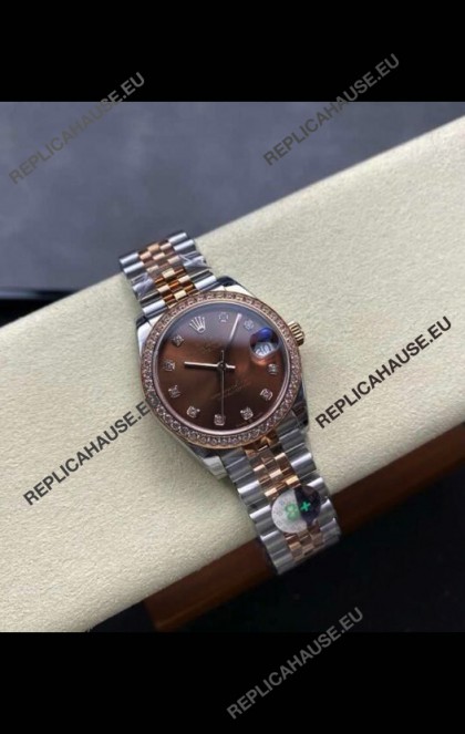 Rolex Super Clone Datejust 31MM Brown Dial Rose Gold Super Clone Watch 