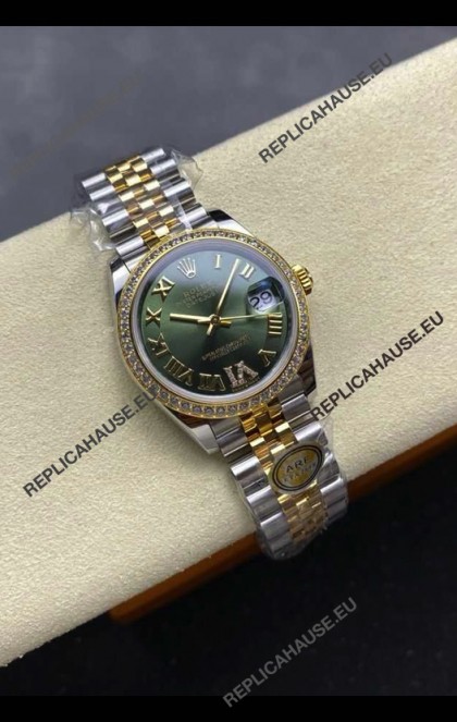 Rolex Super Clone Datejust 31MM Green Dial Yellow Gold Super Clone Watch 