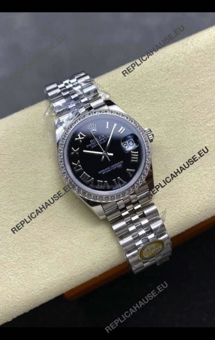 Rolex Super Clone Datejust 31MM Black Roman Dial Jubilee Super Clone Watch