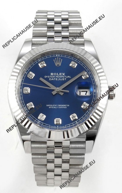 Datejust Super Clone 126334 Blue Diamonds Dial 41MM FREE SPRUNG MVMNT 3235 Watch 