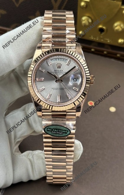 Rolex Day Date 228236 Rose Gold Steel Crystal Dial Super Clone Watch 