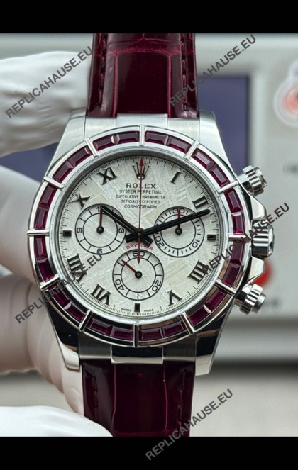 Rolex Daytona 116589SALV FREE SPRUNG MVMT White Gold Red Rubies Meteorite Super Clone Watch 