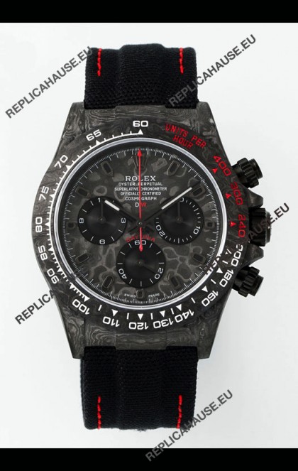 Rolex Daytona DiW Forged Cabon Casing Black Nylon Strap Super Clone Watch 