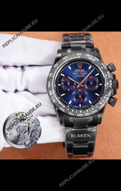 Rolex Daytona Blaken 4131 Movement Blue Dial Super Clone Watch 