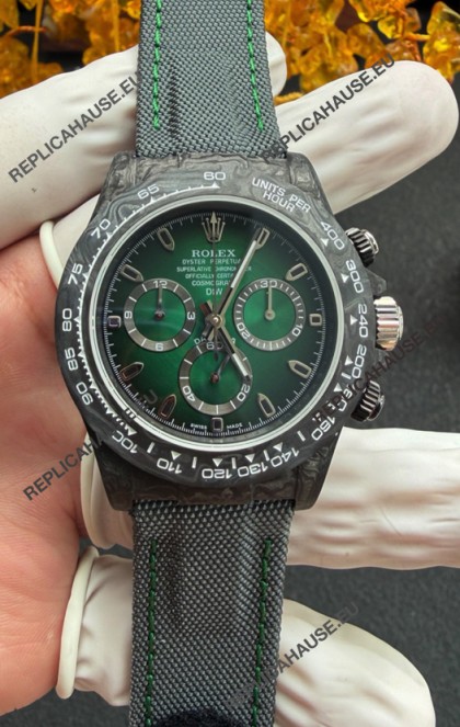 Rolex Daytona DiW Black Carbon Fiber Green Dial Super Clone Watch 
