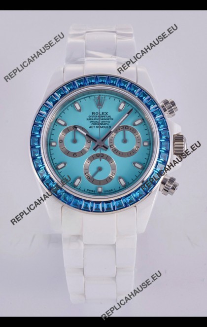 Rolex Daytona AET White Ceramic Blue Dial 4130 Movment Super Clone Watch 