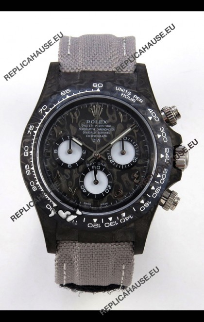 Rolex Daytona DiW Black Carbon Arabic Numerals Super Clone Watch 
