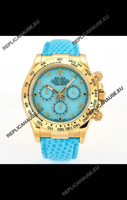 Rolex Daytona 116568 Yellow Gold 4801 Movement Blue Dial Super Clone Watch 