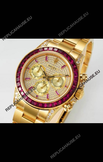 Rolex Daytona 116519 Yellow Gold Diamonds Dial Super Clone Watch 