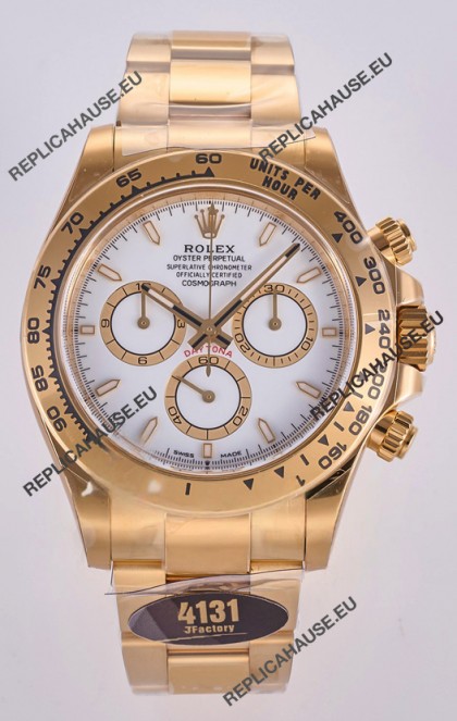 Rolex Daytona 126508 Yellow Gold White Dial FREE SPRUNG MVMT Super Clone Watch 