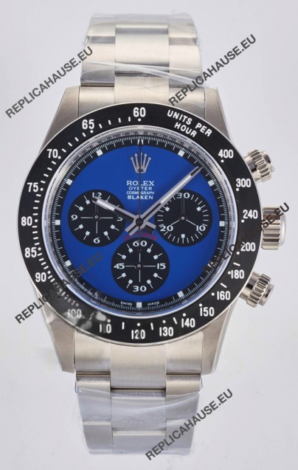 Rolex Daytona Paul Newman Blue Dial Custom Modded 4130 Mvnt Swiss Replica