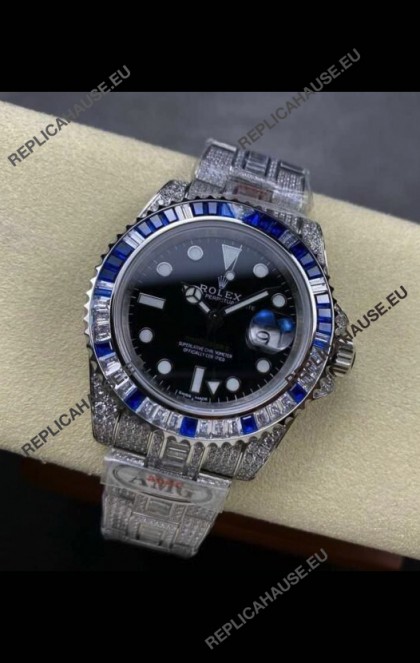 Rolex GMT Masters II Iced Out Super Clone Watch Black Dial 