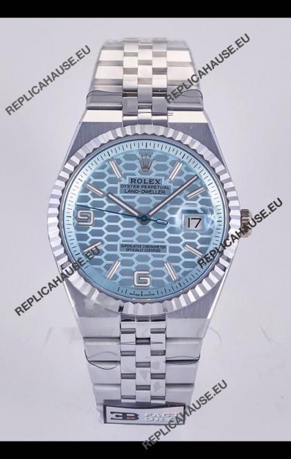 Rolex Land-Dweller 127336 Ice Blue Honeycomb Dial 40MM Super Clone Watch 