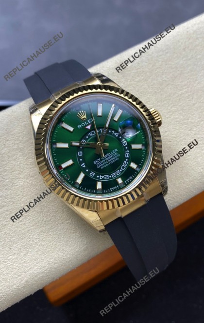 Rolex Sky-Dweller REF# 336238 Green Dial Rubber Strap Super Clone Watch 