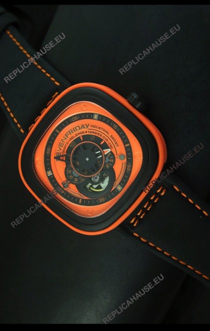 SevenFriday P-32 Black and Orange with Original Miyota 82S7 Movement - 1:1 Mirror Quality