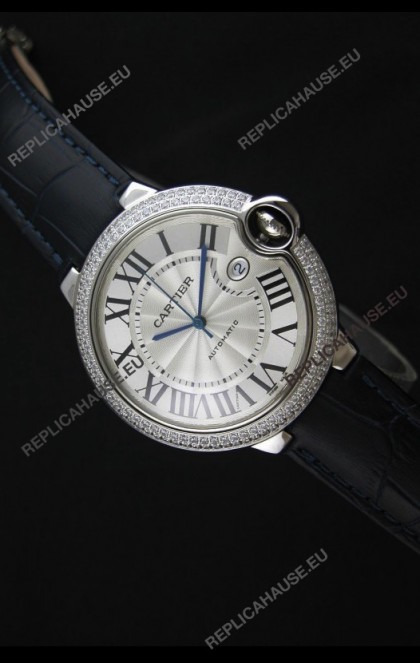 Cartier Balon de Swiss Replica Automatic Watch in White Dial