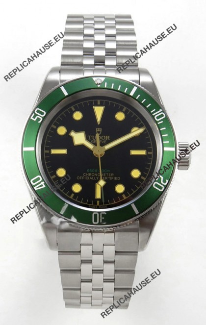 Tudor Black Bay 41 Black Dial Green Bezel Jubilee Super Clone Watch 