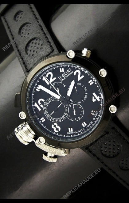 U-Boat Flightdeck Rattrapante Japanese Automatic Watch in Black Dial
