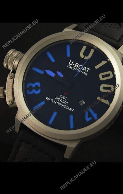 U Boat U-1001 Edition Japanese Drive Automatic Steel Watch in Blue Markers