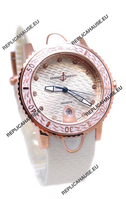 Ulysse Nardin Lady Diver Replica Watch in Pink Gold Casing