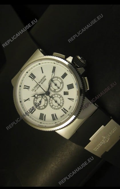Ulysse Nardin Marine Chronograph Stainless Steel White Roman Dial - 1:1 Mirror Replica