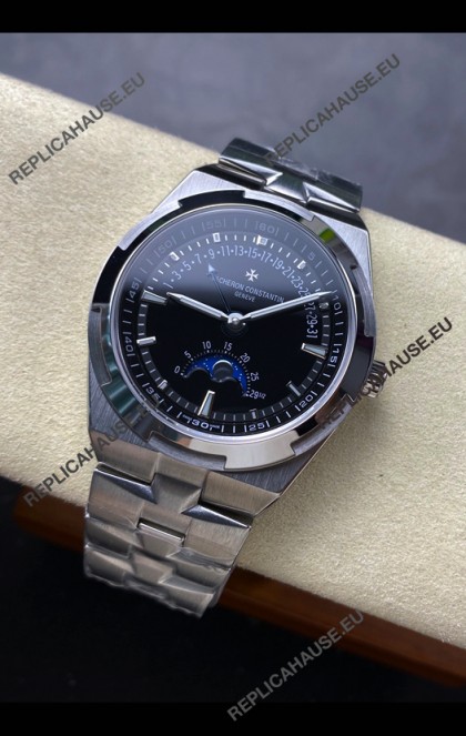 Vacheron Constantin Overseas True Moon Phase Steel Black Dial Swiss Replica Watch 