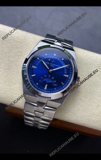 Vacheron Constantin Overseas True Moon Phase Steel Blue Dial Swiss Replica Watch 