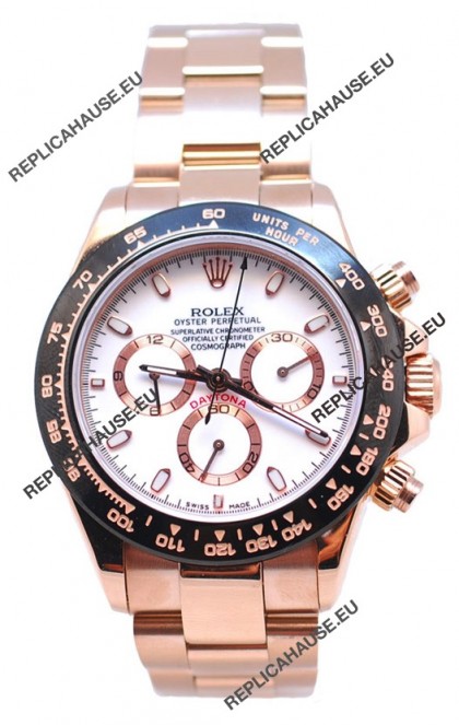 Rolex Daytona MonoBloc Cerachrom Bezel Swiss Replica Rose Gold Plated Watch