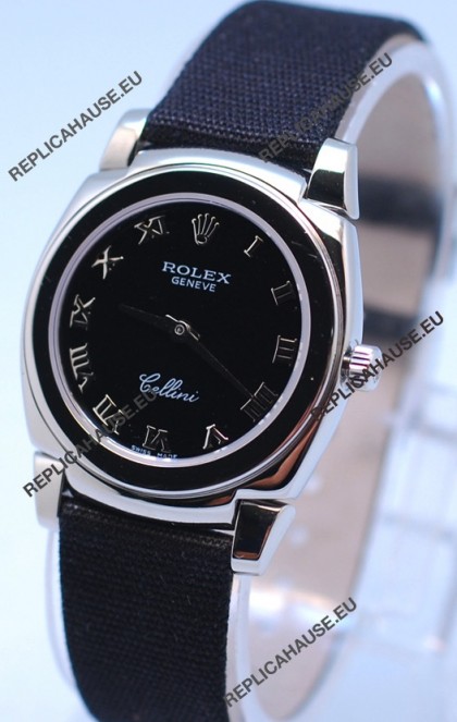 Rolex Cellini Cestello Ladies Swiss Black Watch in Roman Markers